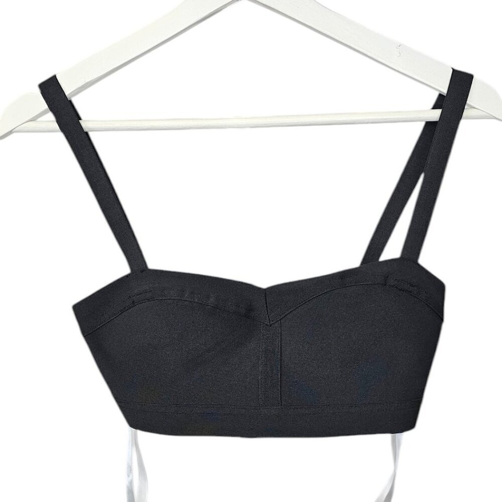 Revolve Superdown Bandage Crop Top, Black , Zip Back, Stretch, Size Small